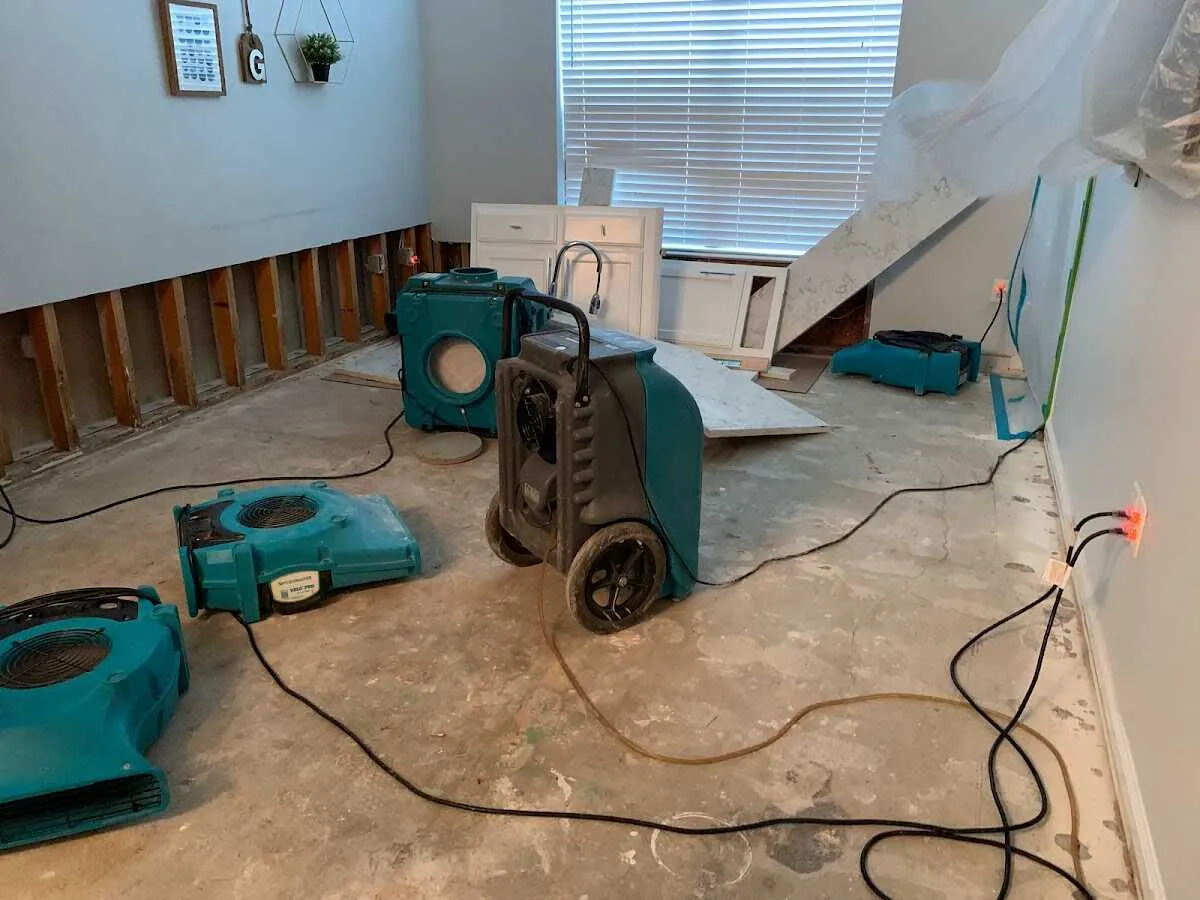 Dehumidifier in flood-cut room for Water Damage Restoration in Galena Park